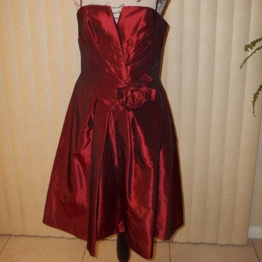 *FINAL PRICE* Cranberry Red Taffeta Short Formal Dress Size 8